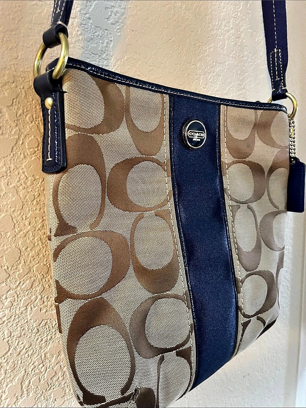 Coach Signature Canvas Crossbody Bag Crossbody Bag in Brown & Blue